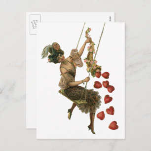 Vintager Valentinstag, Viktorianische Lady auf Swi Feiertagspostkarte