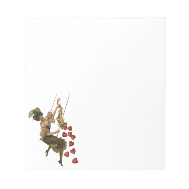 Vintager Valentinstag, Viktorianische Lady auf Swi Notizblock (Vorderseite)