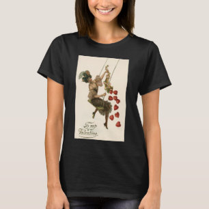 Vintager Valentinstag, Viktorianische Lady auf Swi T-Shirt