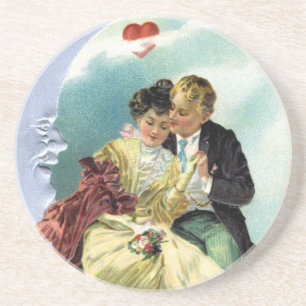 Vintager Valentinstag Viktorianische Liebe und Rom Sandstein Untersetzer