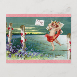 Vintager Valentinstag Viktorianischer Cherub Postkarte