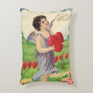 Vintager Valentinstag, Viktorianischer Engel mit H Dekokissen