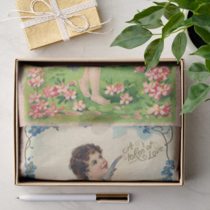 Vintager Valentinstag, Viktorianischer Engel mit H Seidenpapier