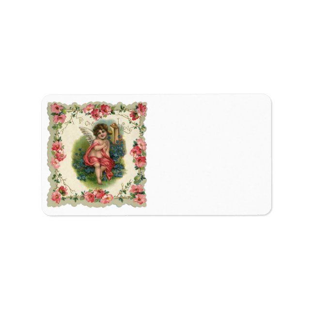 Vintager Valentinstag Viktorianischer Hubschrauber Adressaufkleber (Vorne)