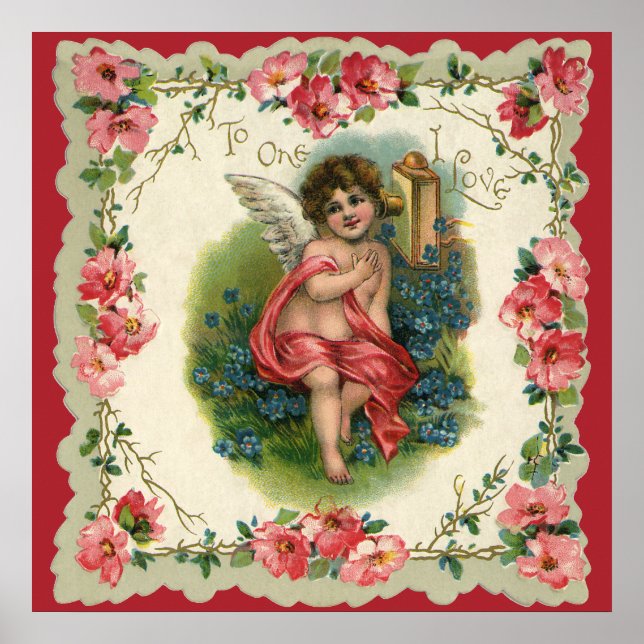 Vintager Valentinstag Viktorianischer Hubschrauber Poster (Vorne)
