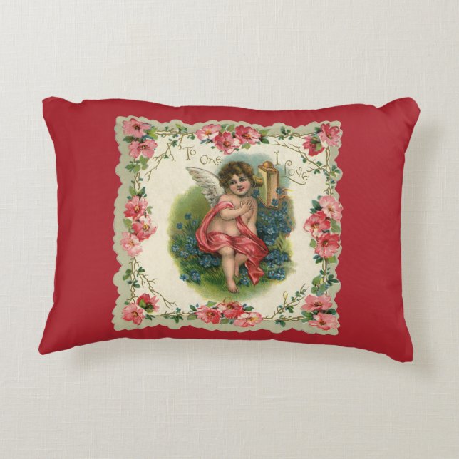 Vintager Valentinstag Viktorianischer Hubschrauber Zierkissen (Rückseite)