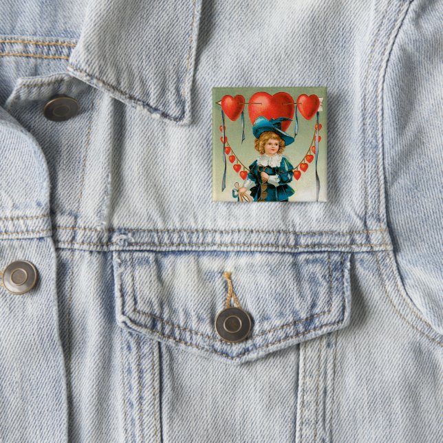 Vintager Valentinstag, Viktorianischer Junge mit H Button (Beispiel)