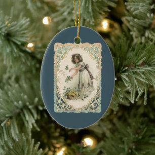 Vintager Valentinstag, Viktorianisches Mädchen mit Keramikornament