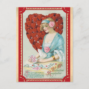Vintager Valentinstag Viktorianisches Rotes Herzge Postkarte