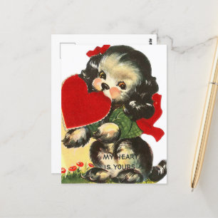 Vintager Valentinwelpen Postkarte