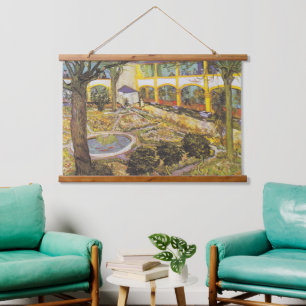 Vintager Van-Gogh-Garten des Krankenhauses in Arle Wandteppich Mit Holzrahmen