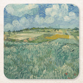 Vintager Van Gogh Schlicht bei Auvers mit Regenwol Rechteckiger Pappuntersetzer