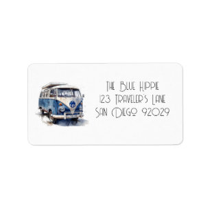 Vintager Van in Delft Blue individuell anpassbar Adressaufkleber