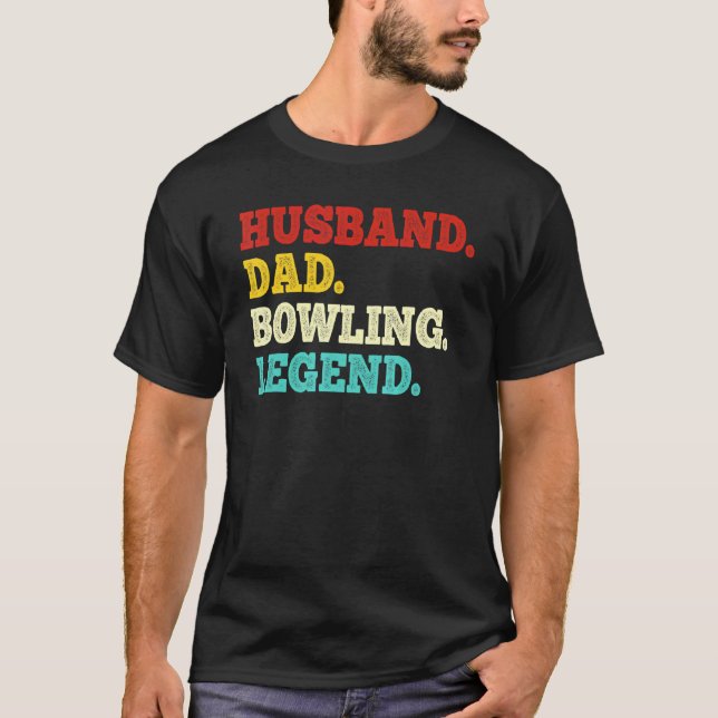 Vintager Vater Ehemann Männer Bowling Vatertag T-Shirt (Vorderseite)