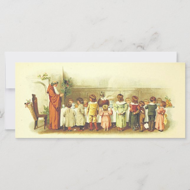 Vintager Vater Weihnachten Gebet mit Kindern (Vorderseite)