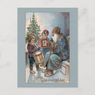 Vintager Vater Weihnachten mit Kindern Postkarte