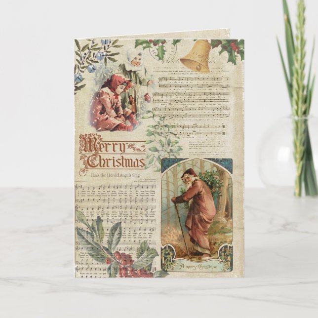 Vintager Vater Weihnachten und Musik Ephemera (Vorderseite)