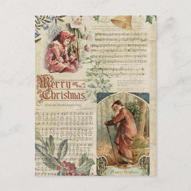 Vintager Vater Weihnachten und Musik Ephemera (Vorderseite)