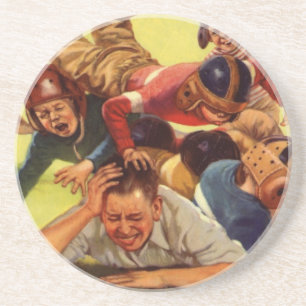 Vintager Vatertag, Fußballkinder und Familienhund Sandstein Untersetzer