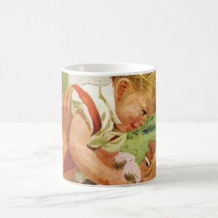 Vintager Vatertag, glückliche Familie in den Vorst Tasse