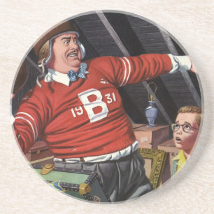 Vintager Vatertag, Sportfußball-Vater und Sohn Untersetzer
