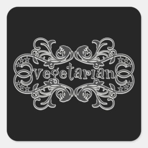 Vintager Vegetarier Quadratischer Aufkleber
