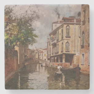 Vintager Venedig Antonio Leto Venezianischer Kanal Steinuntersetzer