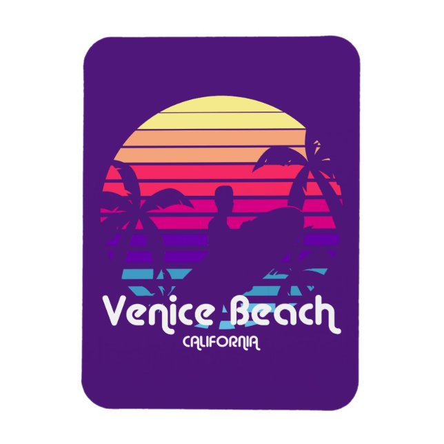 Vintager Venice Beach California Sunset Magnet (Vertikal)