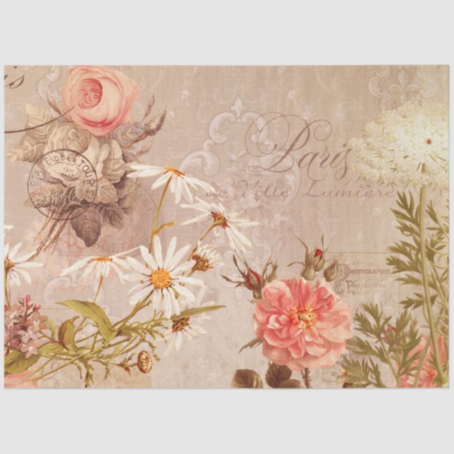 Vintager verblasster Herbst in Paris-Hintergrundbi Seidenpapier (Vorderseite)