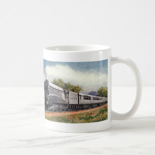 Vintager Verkehr, moderner Silberkugelzug Kaffeetasse