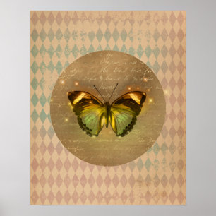 Vintager verzauberter Schmetterling Poster