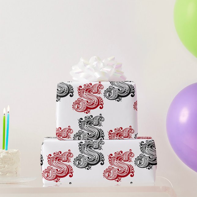 Vintager Verzierter Letter-S-Monogramm Geschenkpapier (Von Creator hochgeladen)