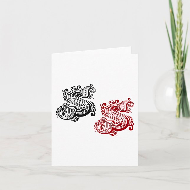 Vintager Verzierter Letter-S-Monogramm Karte (Von Creator hochgeladen)