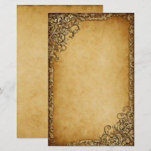 Vintager Verzierter Rahmen auf dunklem Pergament Briefpapier