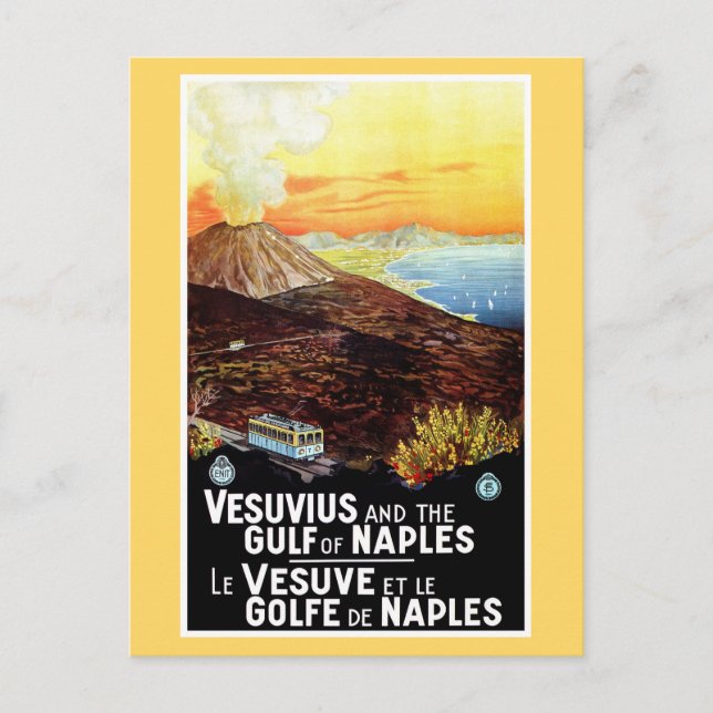 Vintager Vesuv Golf von Neapel Italienische Reise Postkarte (Vorderseite)