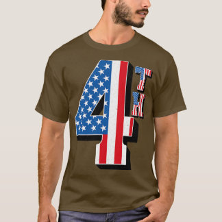 Vintager vierter amerikanischer Flag-Text T-Shirt