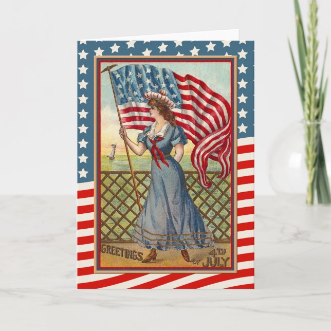 Vintager Viktorianischer 4. Juli Unabhängigkeitsta Karte (Vorderseite)