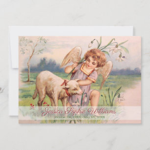 Vintager Viktorianischer Angel Lamb Meadow Memoria Ankündigung