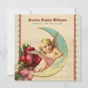 Vintager Viktorianischer Angel Moon Rose Gedächtni Ankündigung