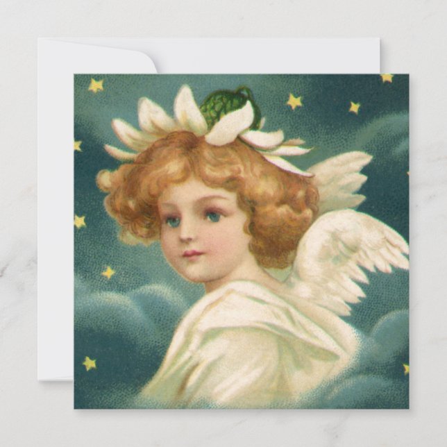 Vintager Viktorianischer Angel Stars Weihnachtsein Einladung (Vorderseite)