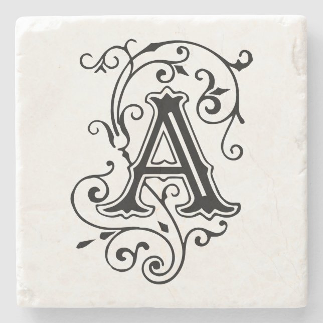 Vintager viktorianischer Buchstabe ein antikes Steinuntersetzer (Vorderseite)