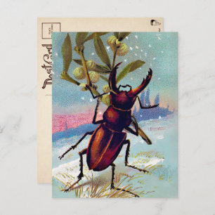 Vintager Viktorianischer Bug Weihnachten Postkarte