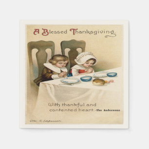 Vintager Viktorianischer Erntedank Personalisiert Serviette