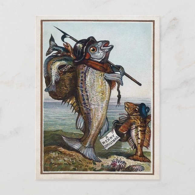 Vintager Viktorianischer Fisch Postkarte (Vorderseite)