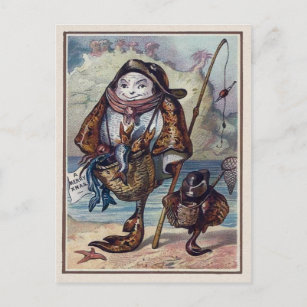Vintager Viktorianischer Fisch Postkarte
