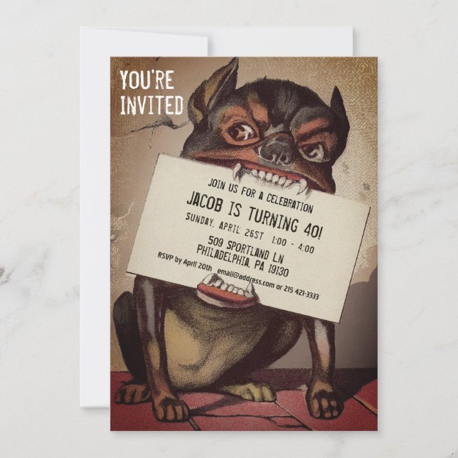 Vintager Viktorianischer Hund individuell anpassba Einladung (Vorderseite)