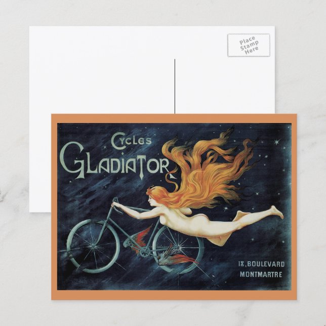 Vintager Viktorianischer Jugendstil, Gladiator Cyc Postkarte (Vorne/Hinten)