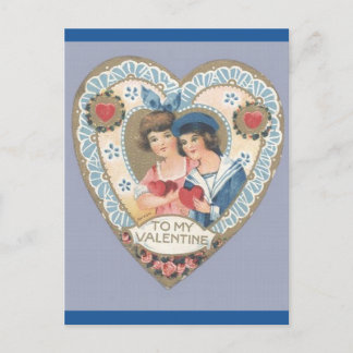 Vintager Viktorianischer Junge und Mädchen Valenti Postkarte
