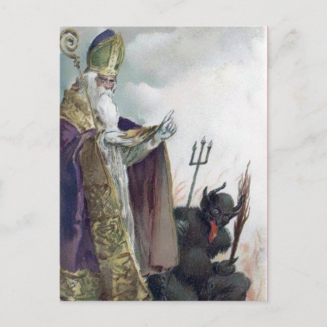 Vintager Viktorianischer Krampus Postkarte (Vorderseite)