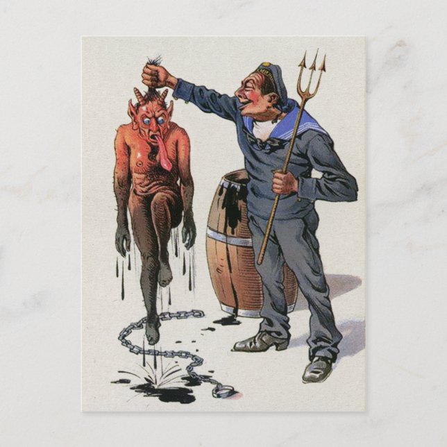 Vintager Viktorianischer Krampus Postkarte (Vorderseite)